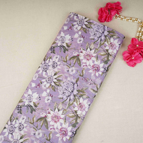 Purple Floral Print Cotton Mulmul Fabric PG-30381