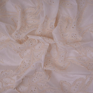 White Dyeable 3D Floral Embroidery Tencel Schiffli Fabric LI-32339 - TradeUNO