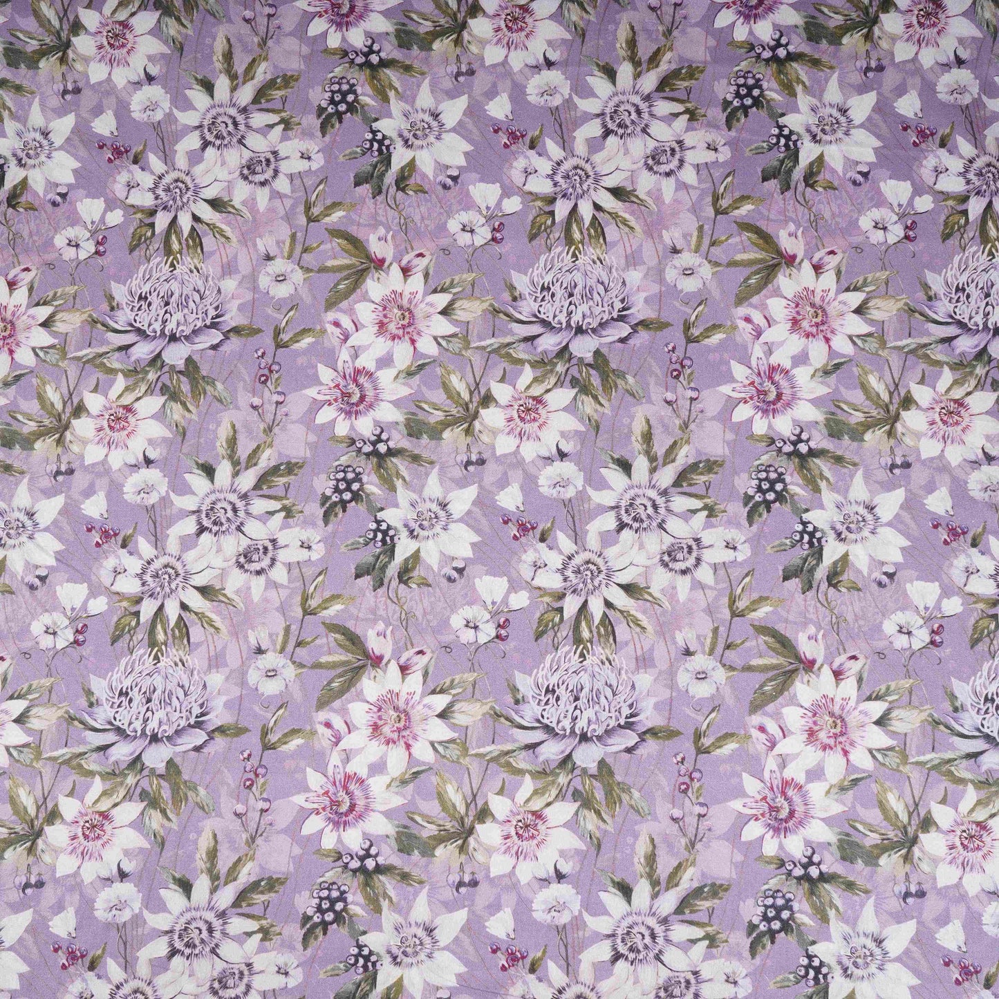 Purple Floral Print Cotton Mulmul Fabric PG-30381