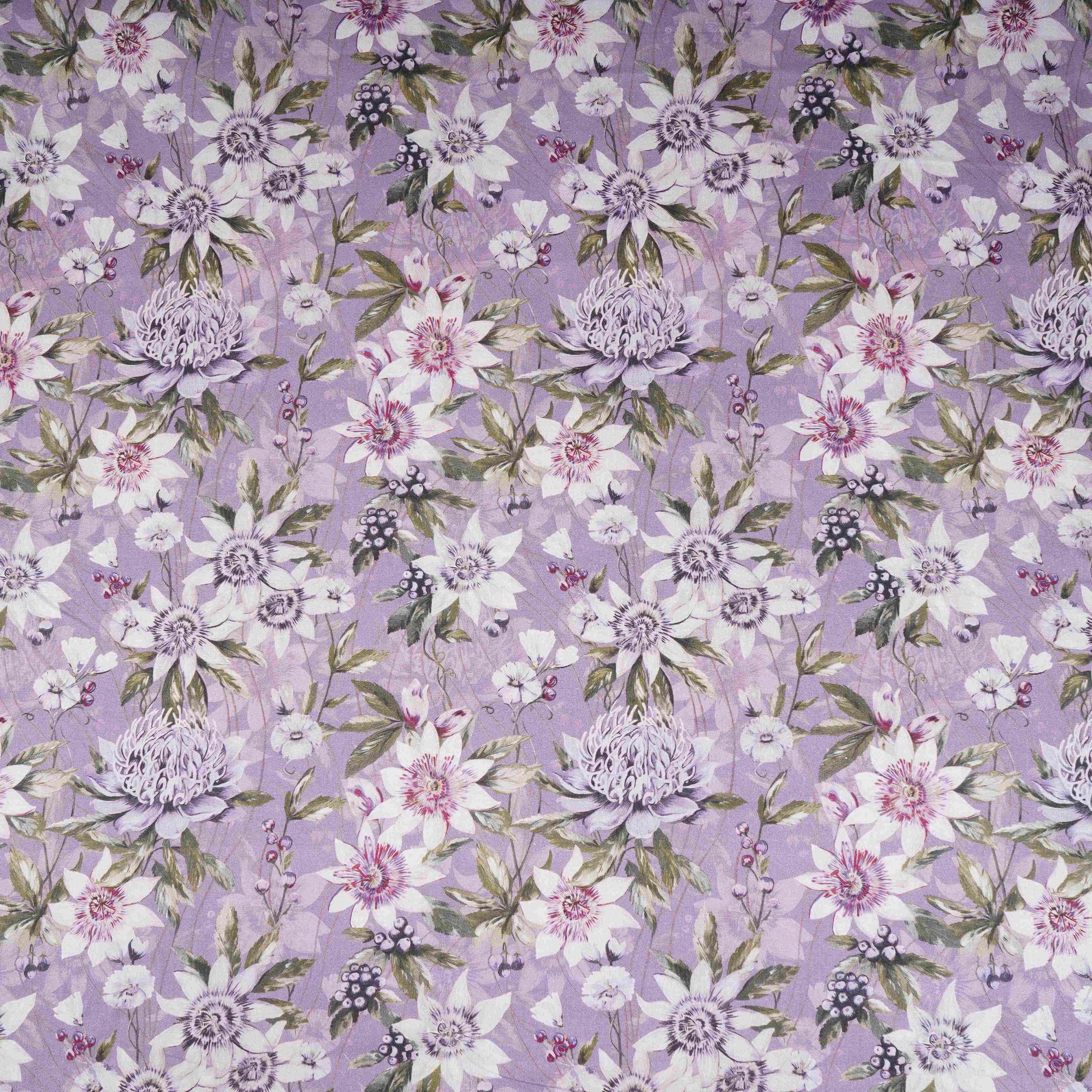 Purple Floral Print Cotton Mulmul Fabric PG-30381 - TradeUNO