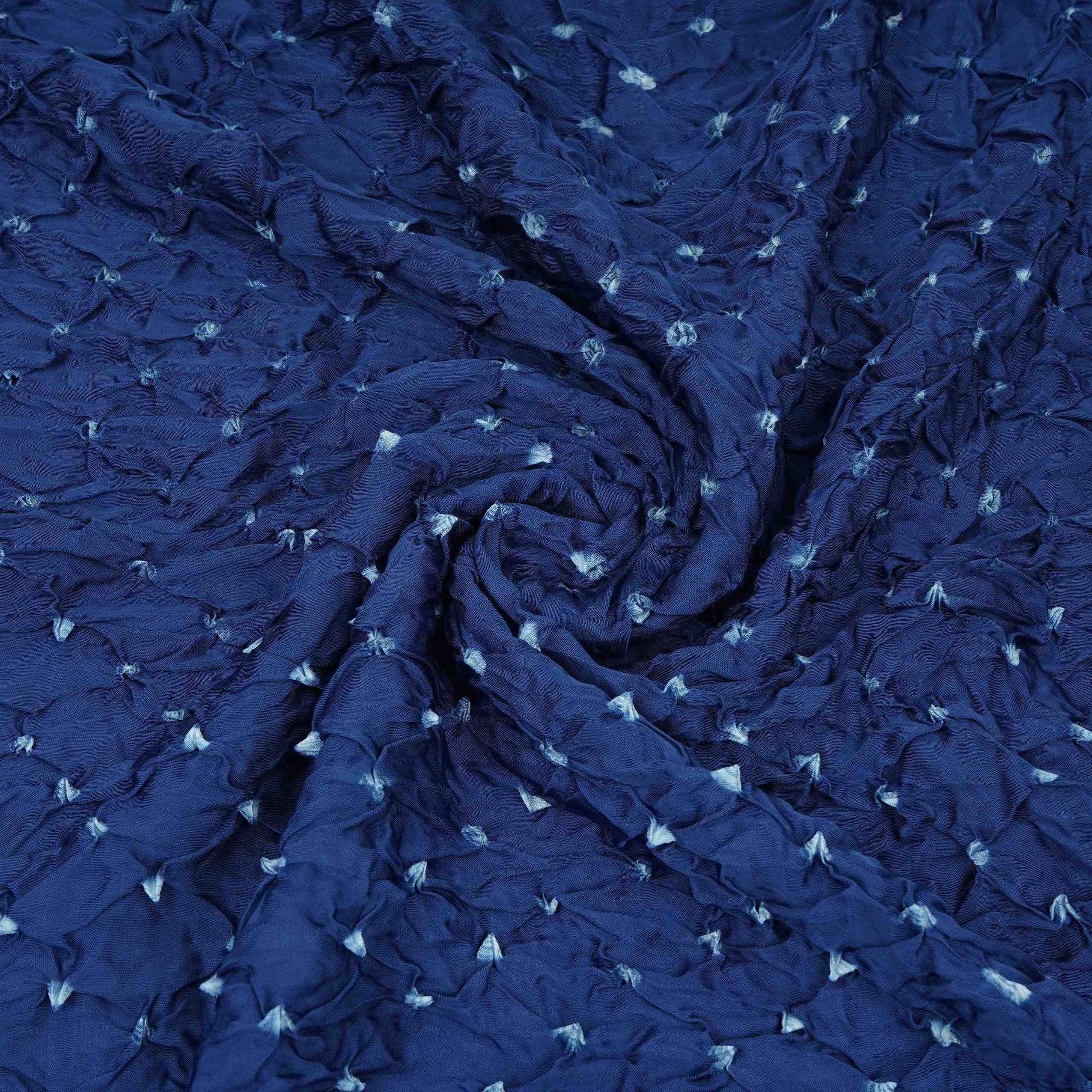 Royal Blue Bandhani Print Modal Satin Fabric EEG-32221 - TradeUNO