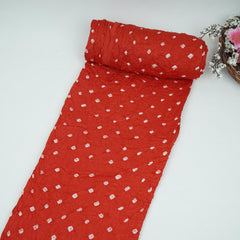 Red Bandhani Print Modal Satin Fabric EEG-32219