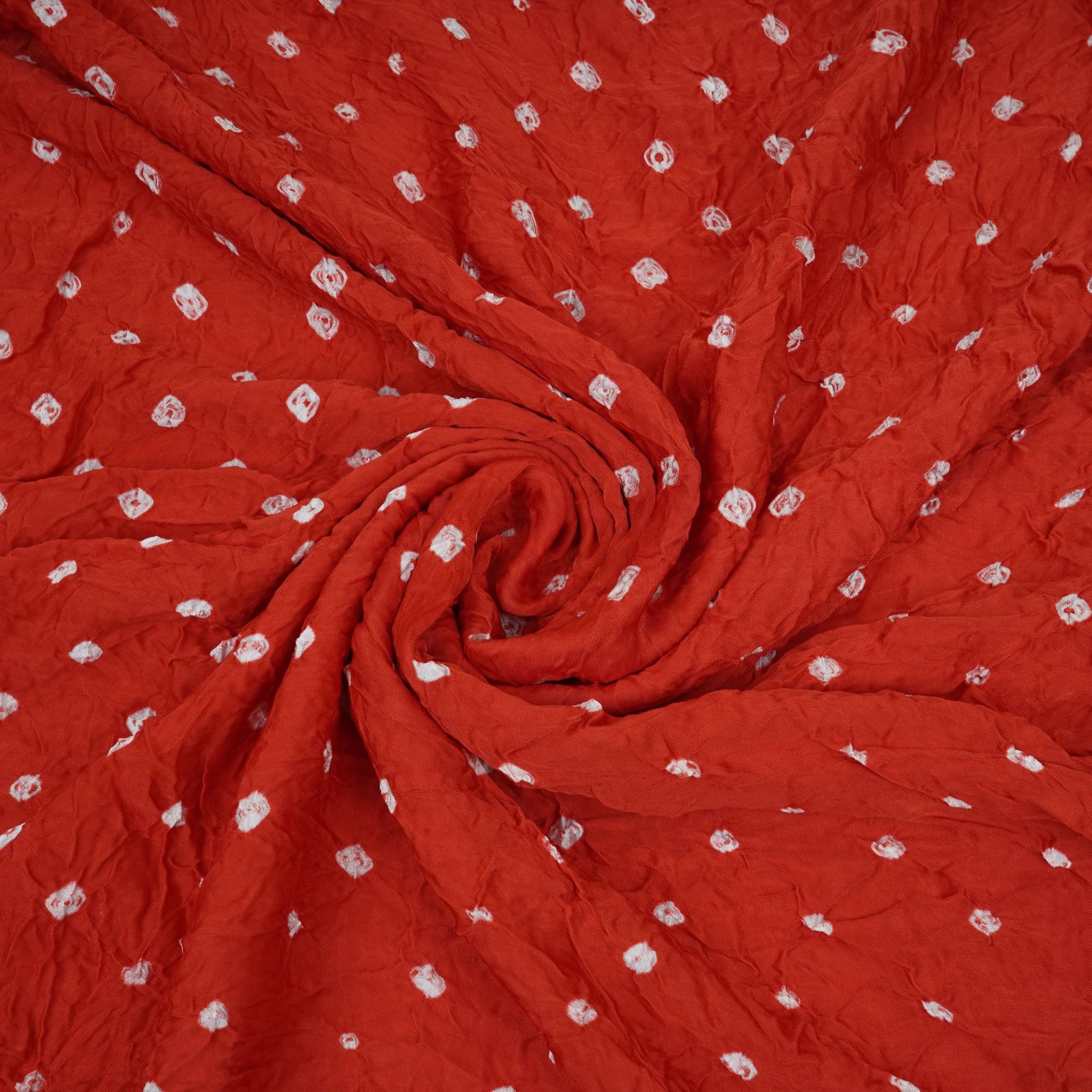 Red Bandhani Print Modal Satin Fabric EEG-32219 - TradeUNO
