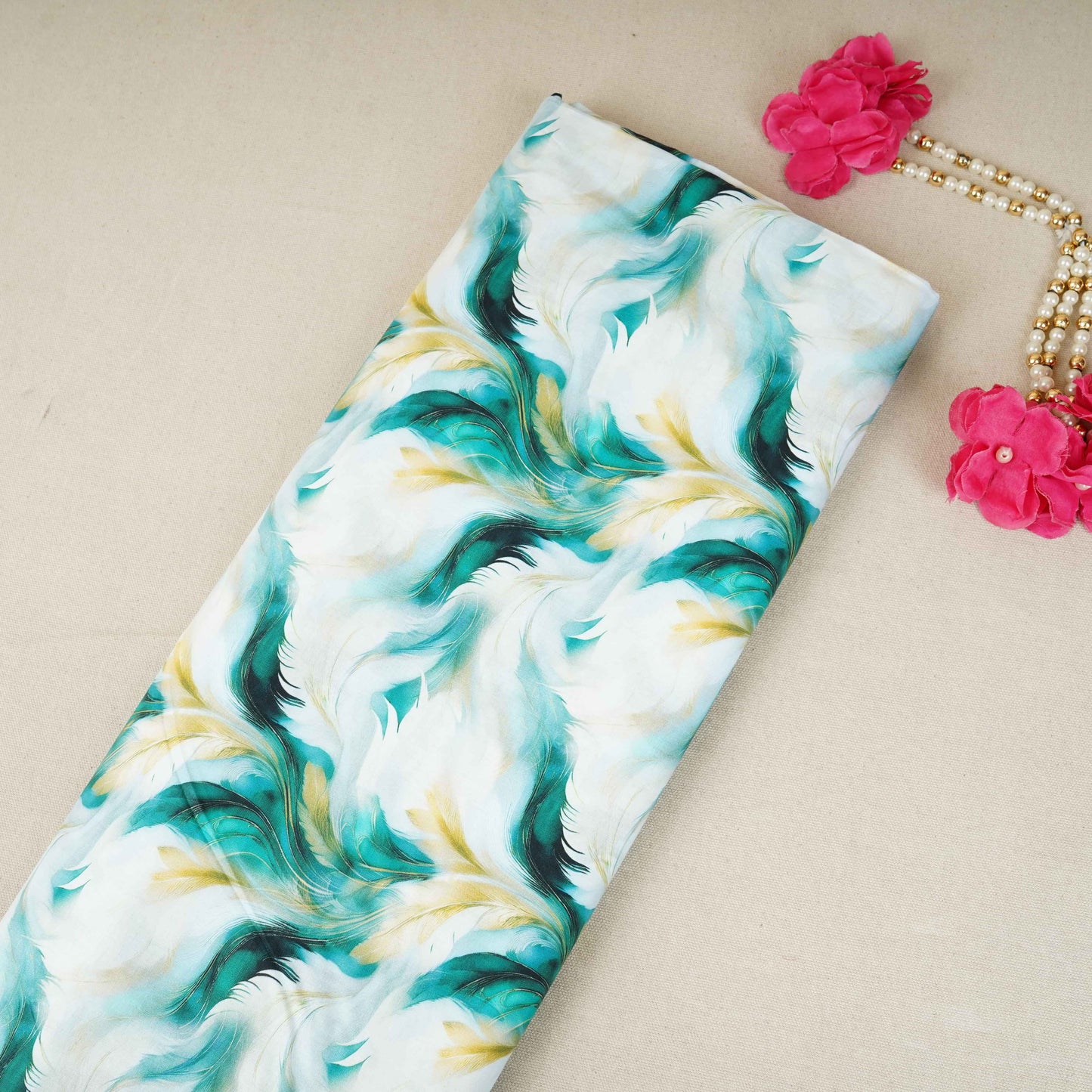 Multicolor Abstract Print Cotton Mulmul Fabric PG-30477