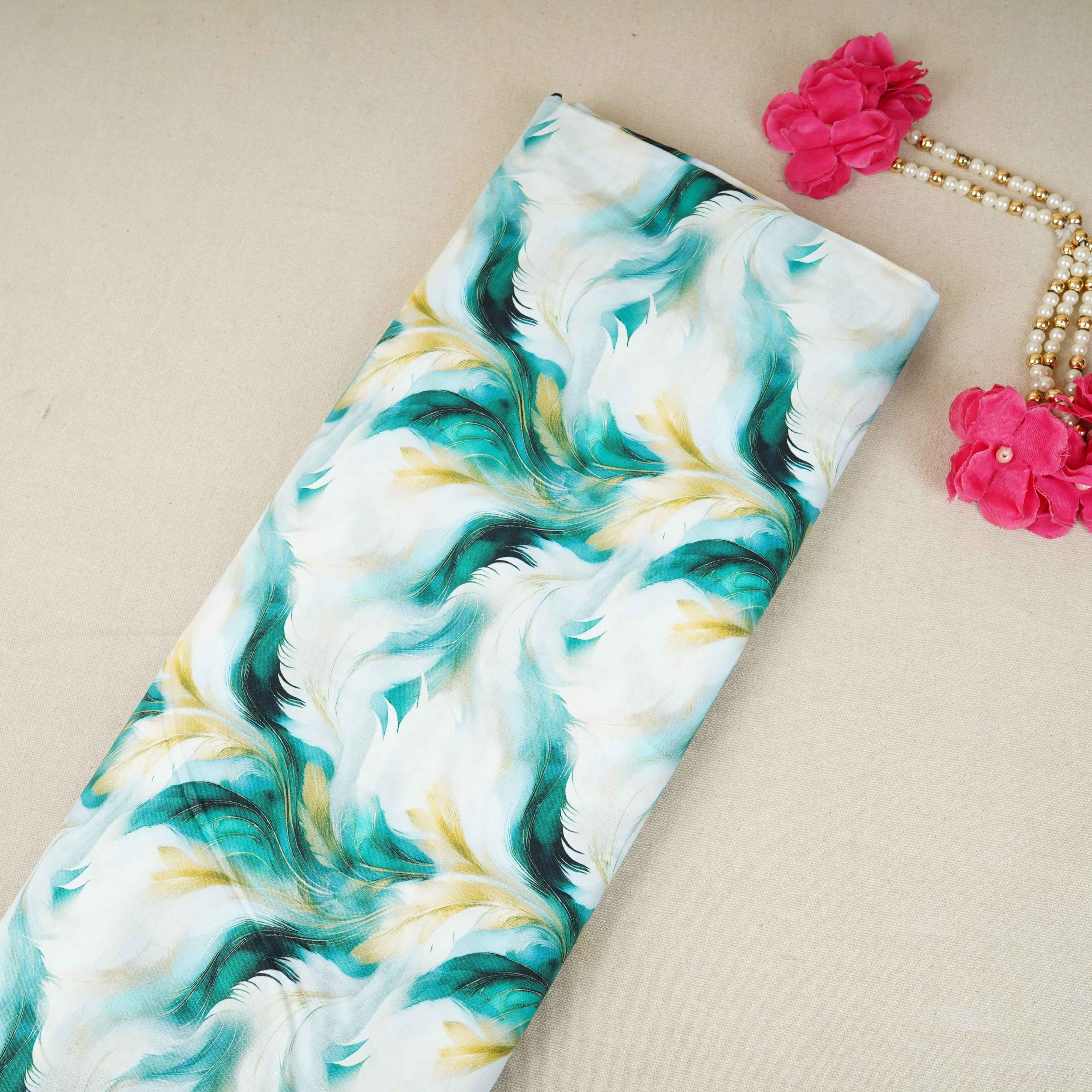 Multicolor Abstract Print Cotton Mulmul Fabric PG-30477 - TradeUNO