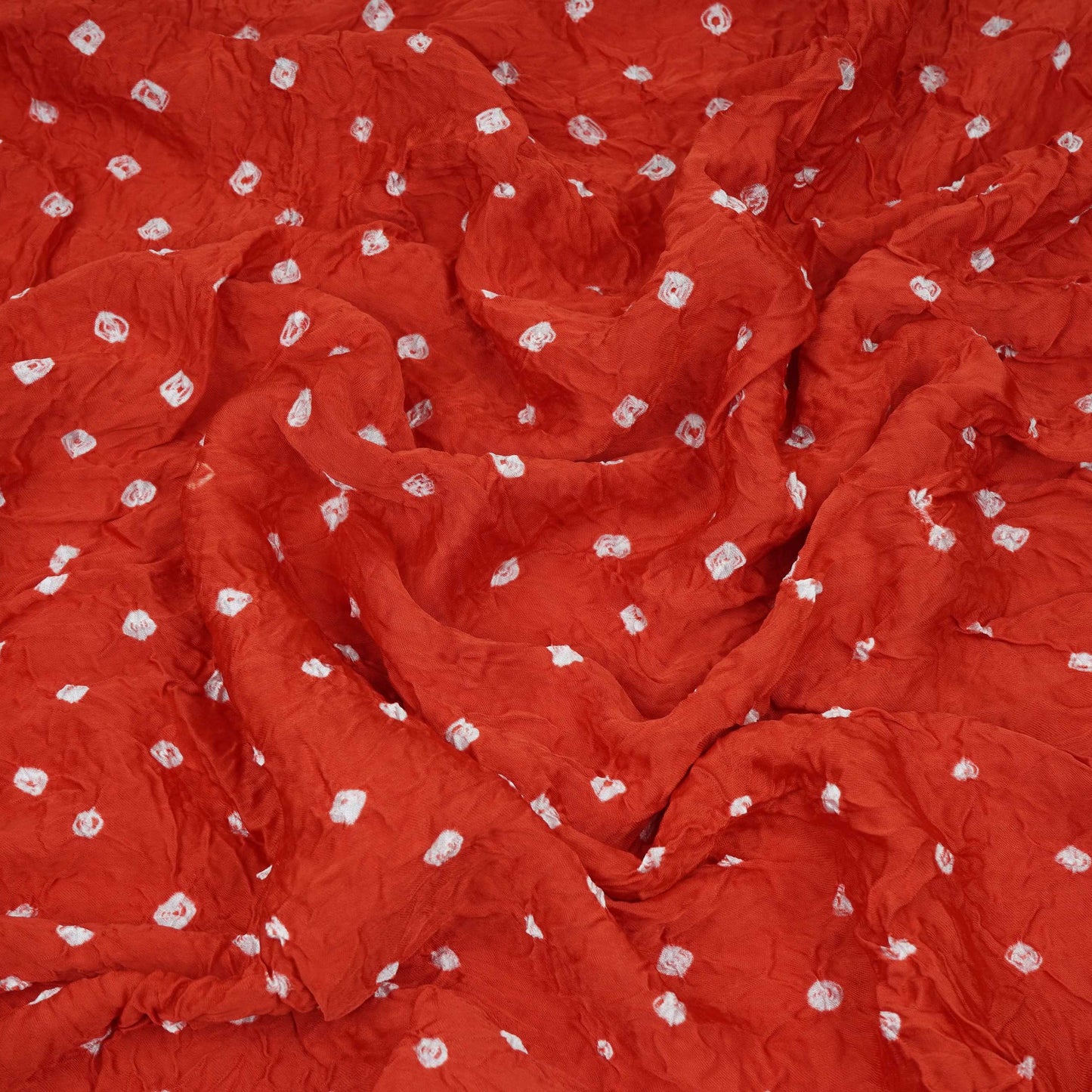 Red Bandhani Print Modal Satin Fabric EEG-32219