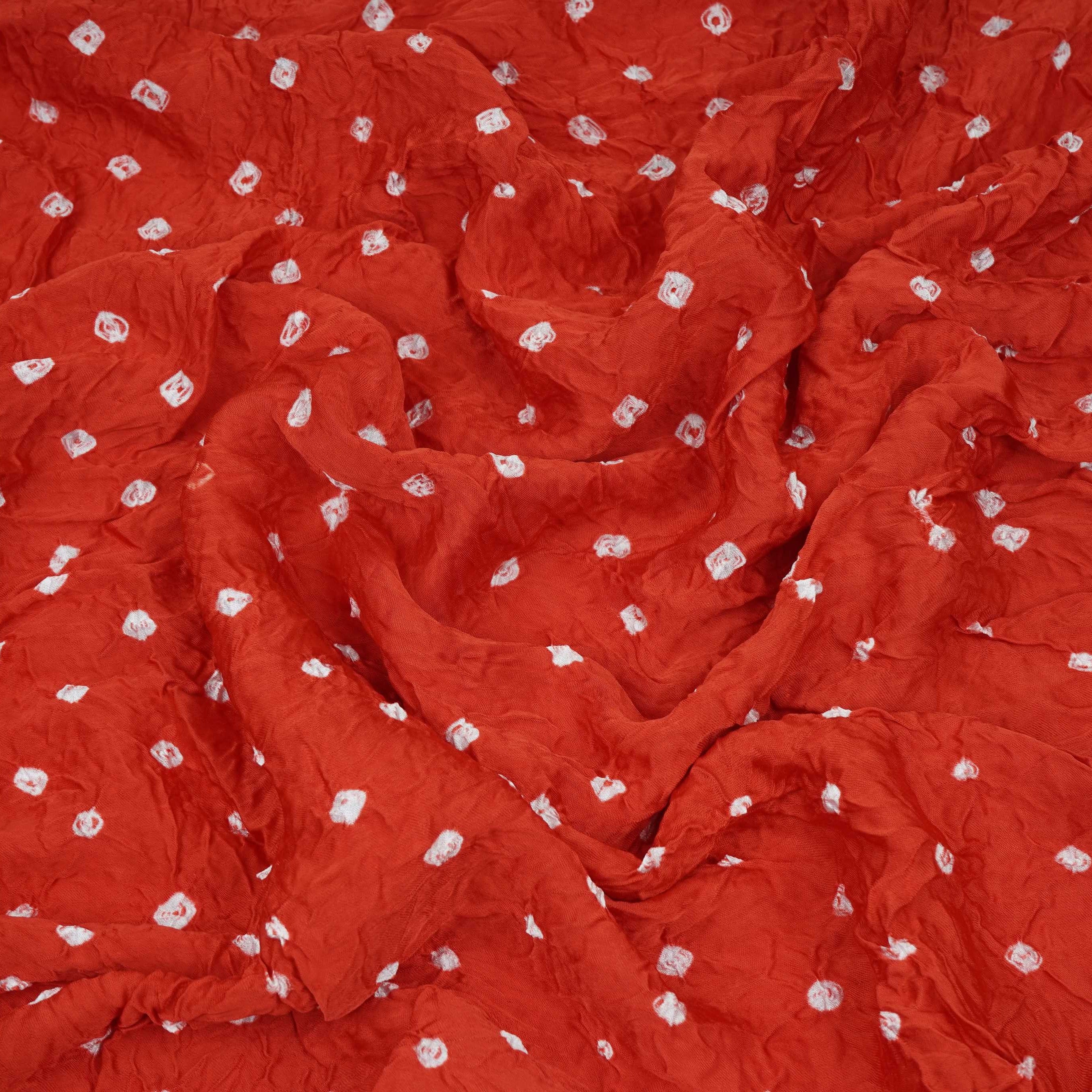 Red Bandhani Print Modal Satin Fabric EEG-32219 - TradeUNO