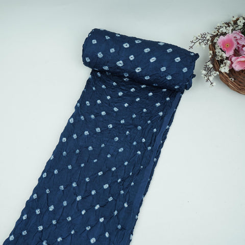 Indigo Blue Bandhani Print Modal Satin Fabric EEG-32223