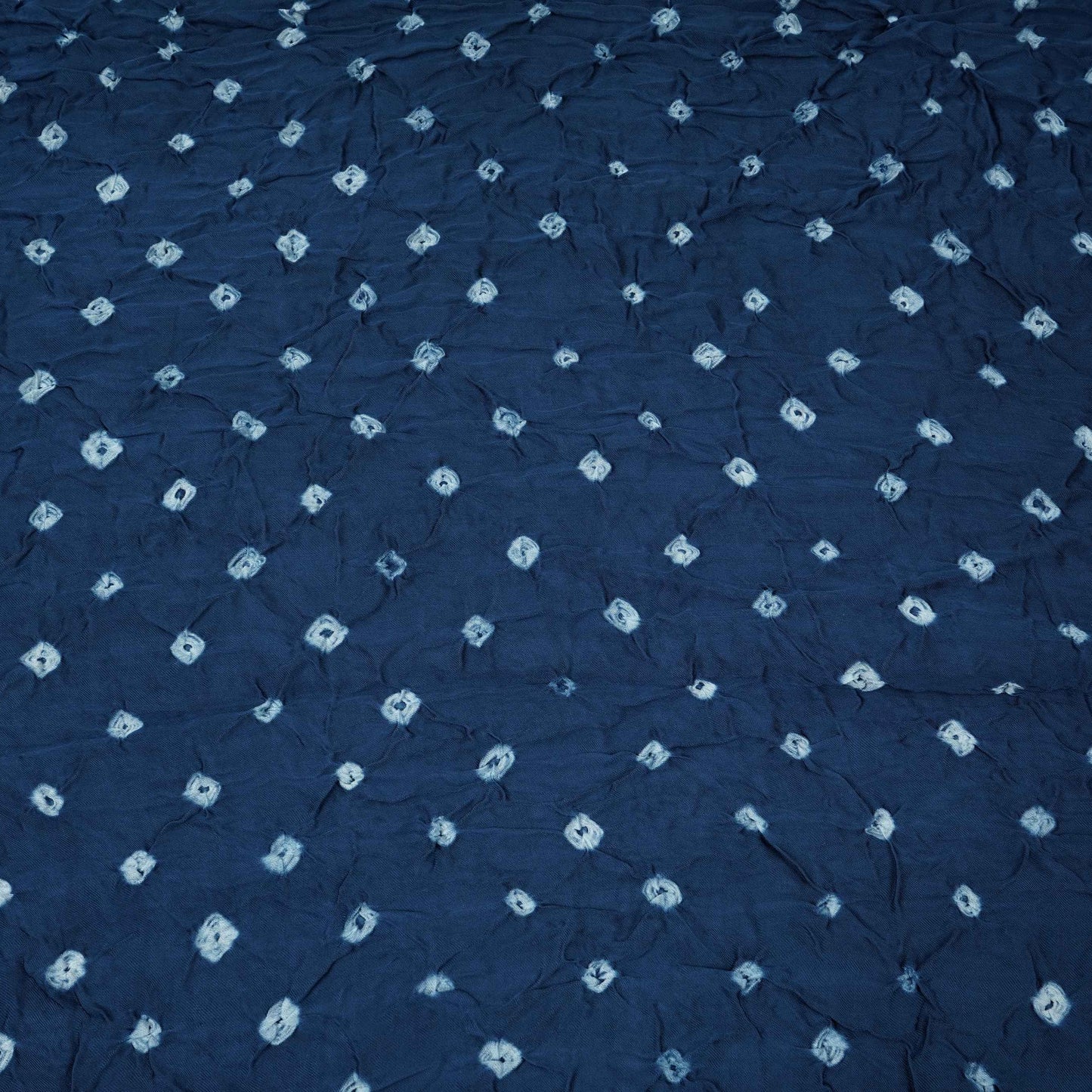 Indigo Blue Bandhani Print Modal Satin Fabric EEG-32223