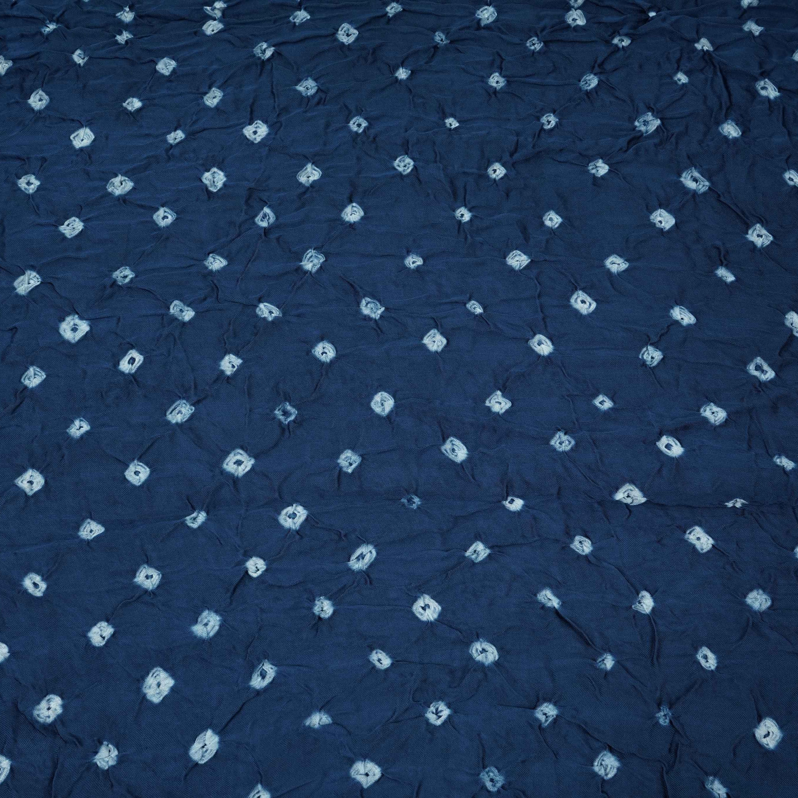 Indigo Blue Bandhani Print Modal Satin Fabric EEG-32223 - TradeUNO