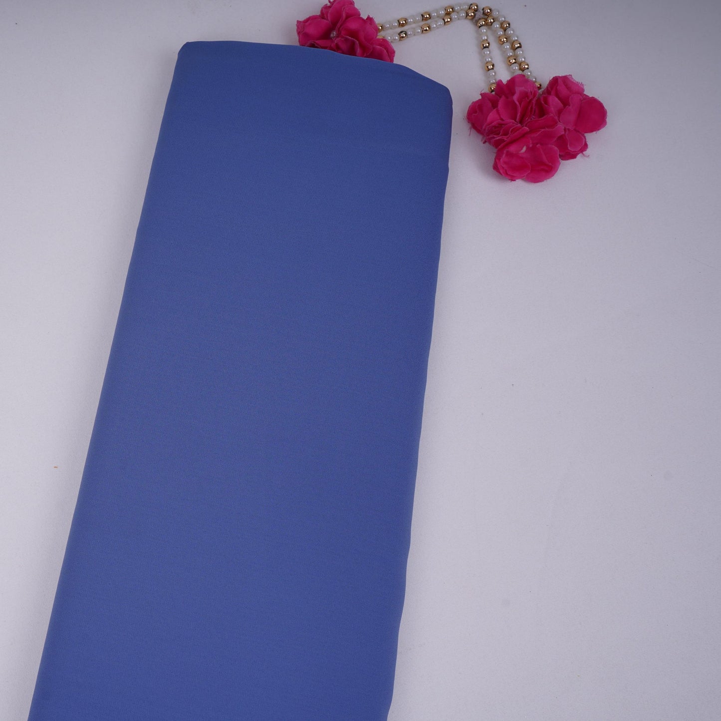 Blue Solid Double Georgette Fabric LI-32208