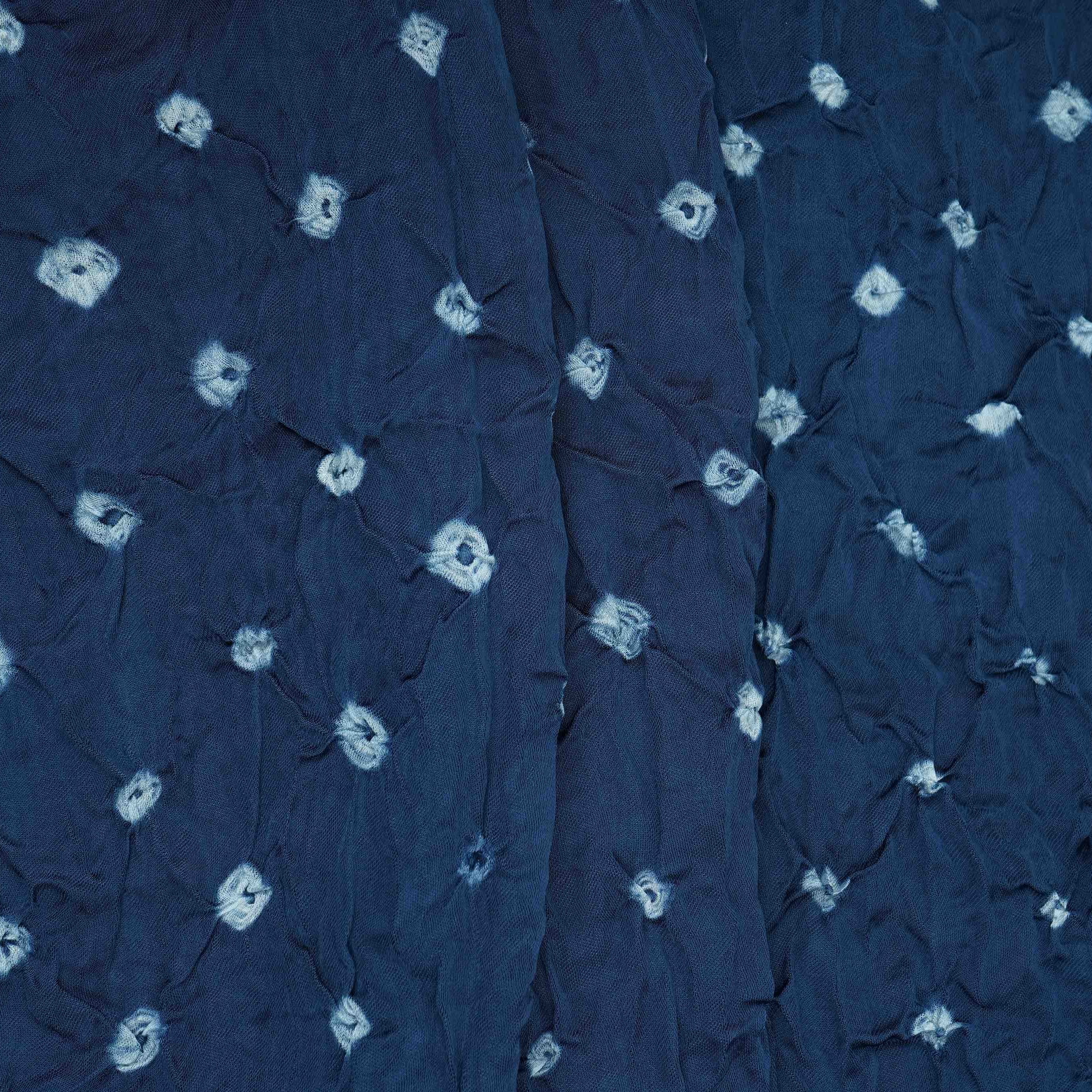 Indigo Blue Bandhani Print Modal Satin Fabric EEG-32223 - TradeUNO