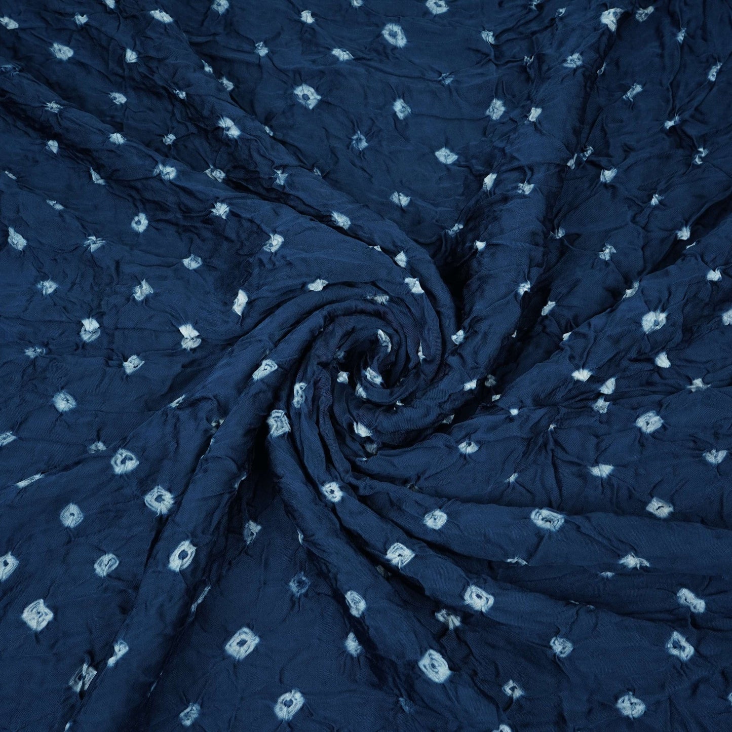 Indigo Blue Bandhani Print Modal Satin Fabric EEG-32223
