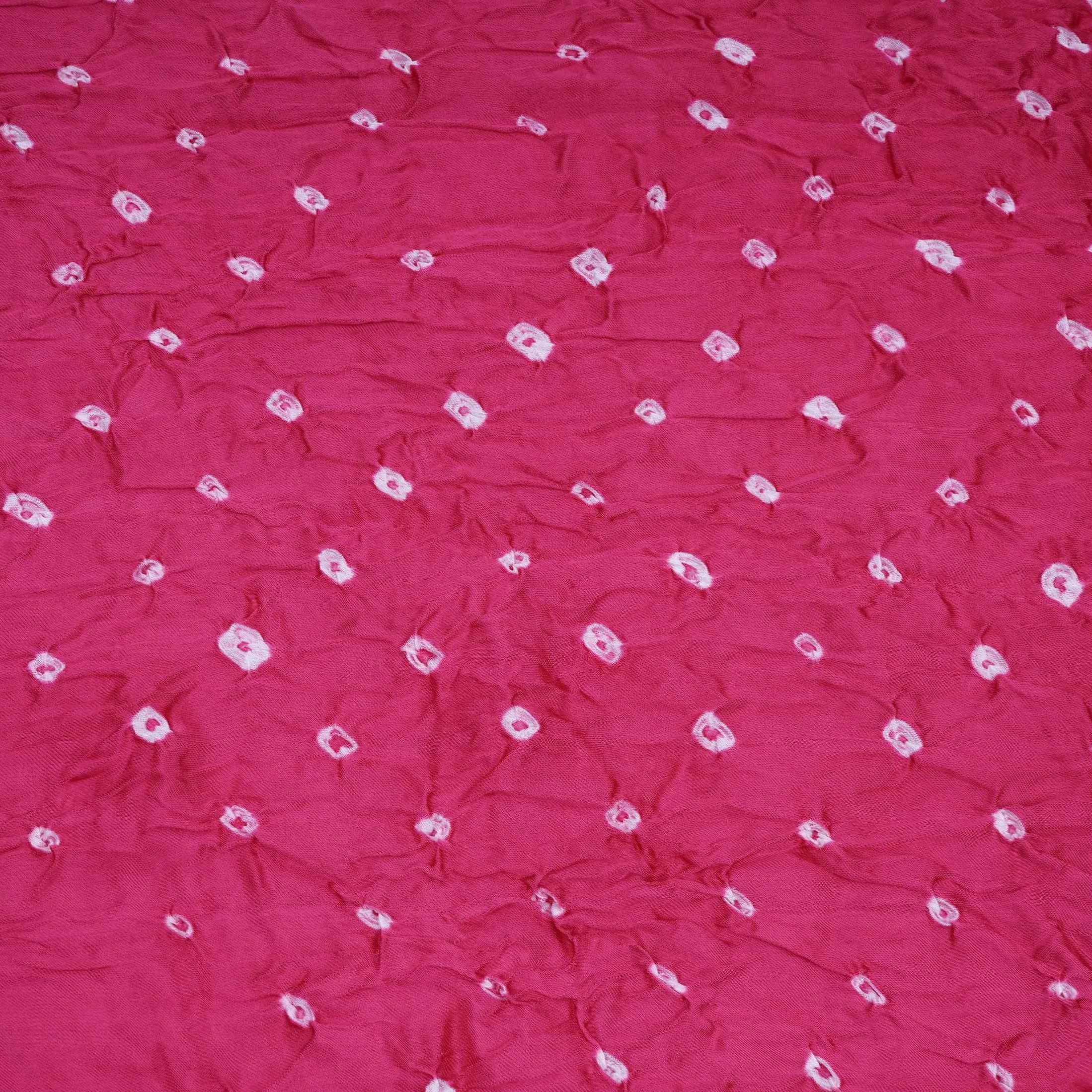 Pink Bandhani Print Modal Satin Fabric EEG-32225 - TradeUNO