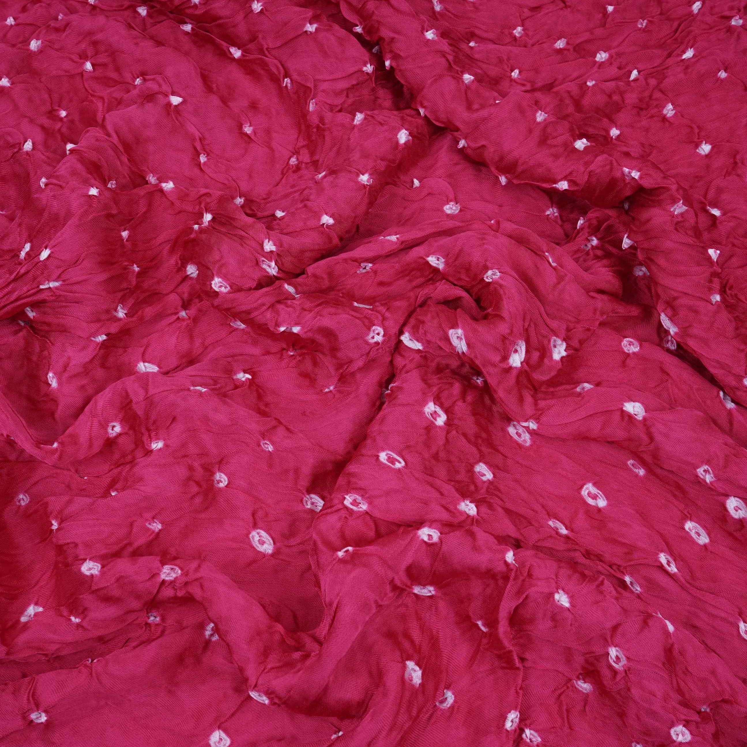 Pink Bandhani Print Modal Satin Fabric EEG-32225 - TradeUNO