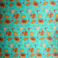 Teal with Brown Floral Print Cotton Satin Fabric PG-30448