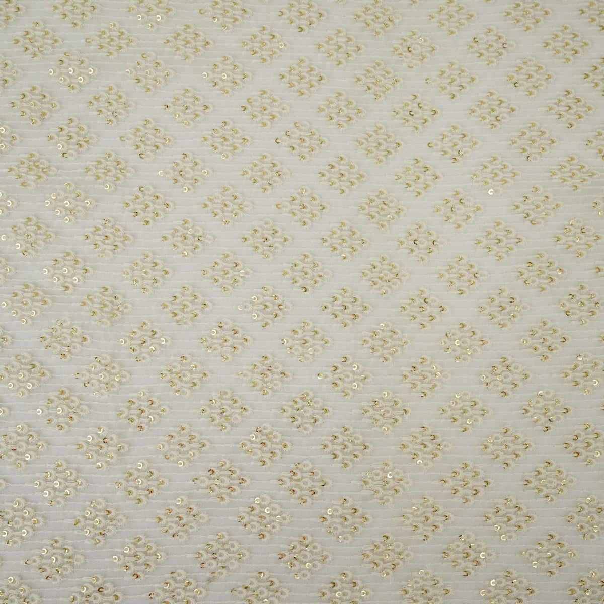White Floral Thread Sequins Embroidery Dyeable Georgette Fabric AT-34321 – image 2 of 4