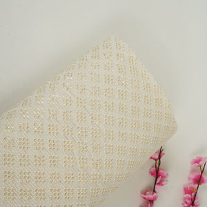 White Floral Thread Sequins Embroidery Dyeable Georgette Fabric AT-34321