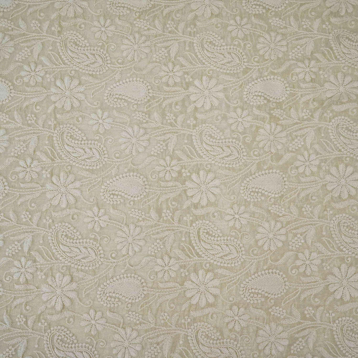 Golden Shimmer Floral Embroidery Dyeable Georgette Fabric AT-34320