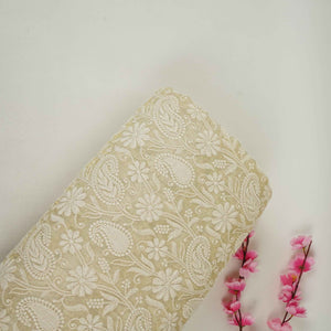Golden Shimmer Floral Embroidery Dyeable Georgette Fabric AT-34320