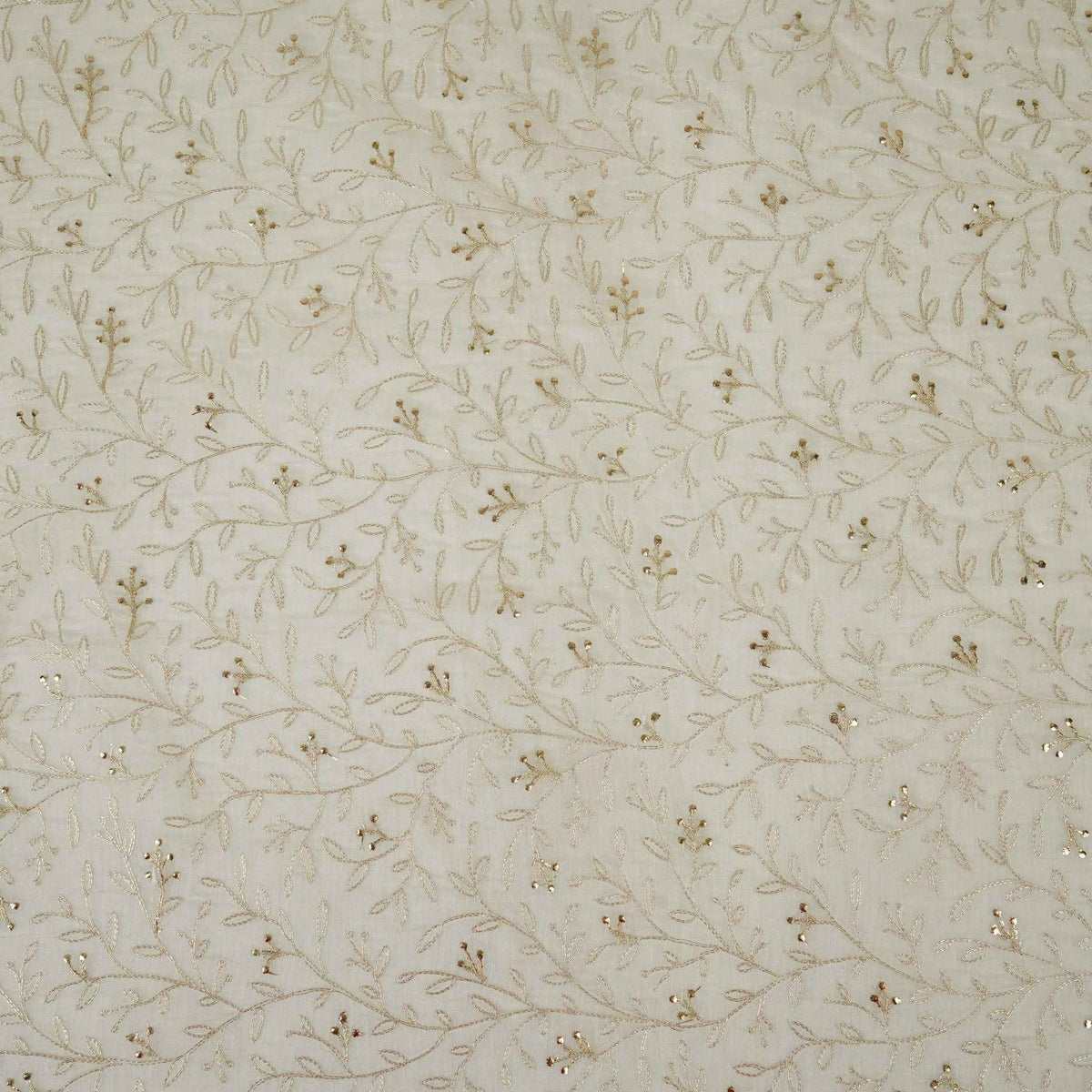 White Mukaish Work With Jaal Embroidery Dyeable Chanderi Fabric AT-34353