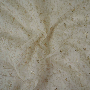 White Mukaish Work With Jaal Embroidery Dyeable Chanderi Fabric AT-34353