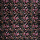 Black with Green Floral Print Cotton Mulmul Fabric PG-30467