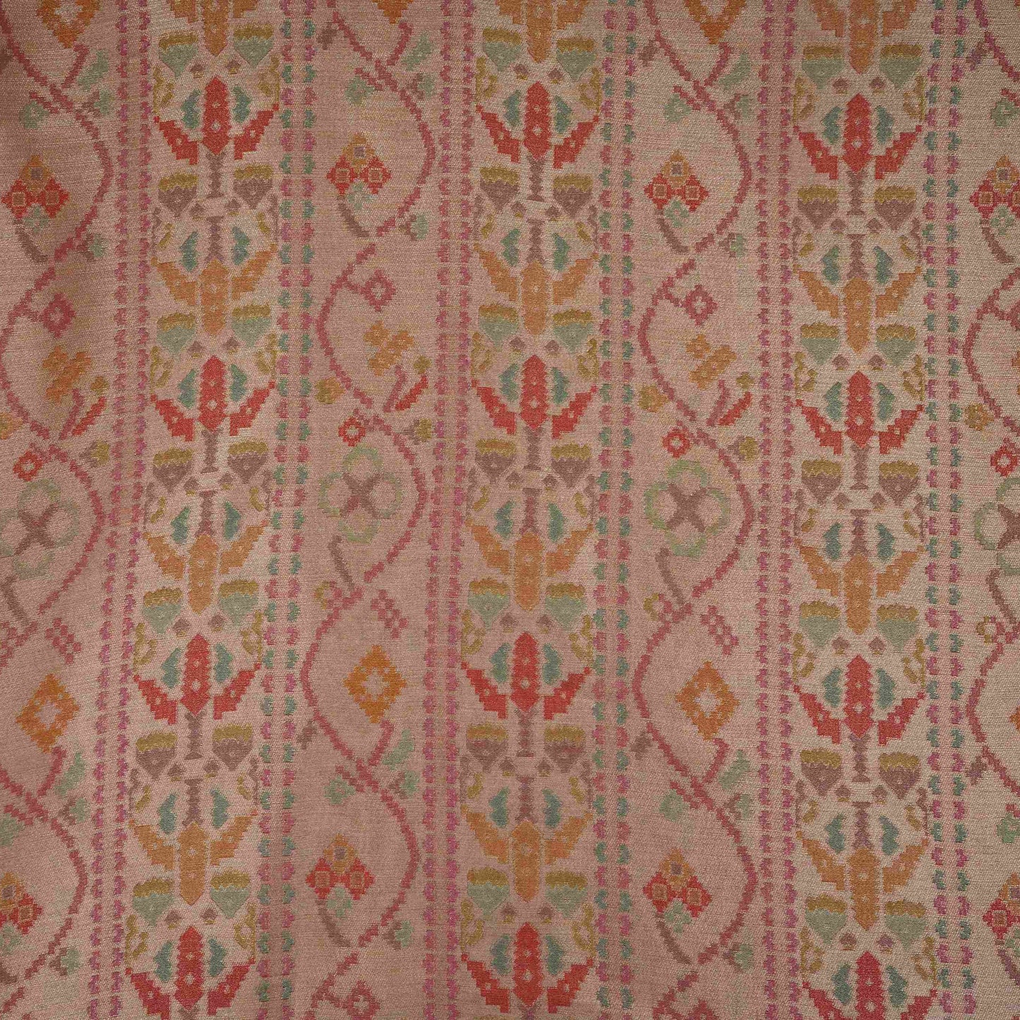 Blush Pink With Multicolor Geometrical Kanjivaram Silk Fabric MTI-32421