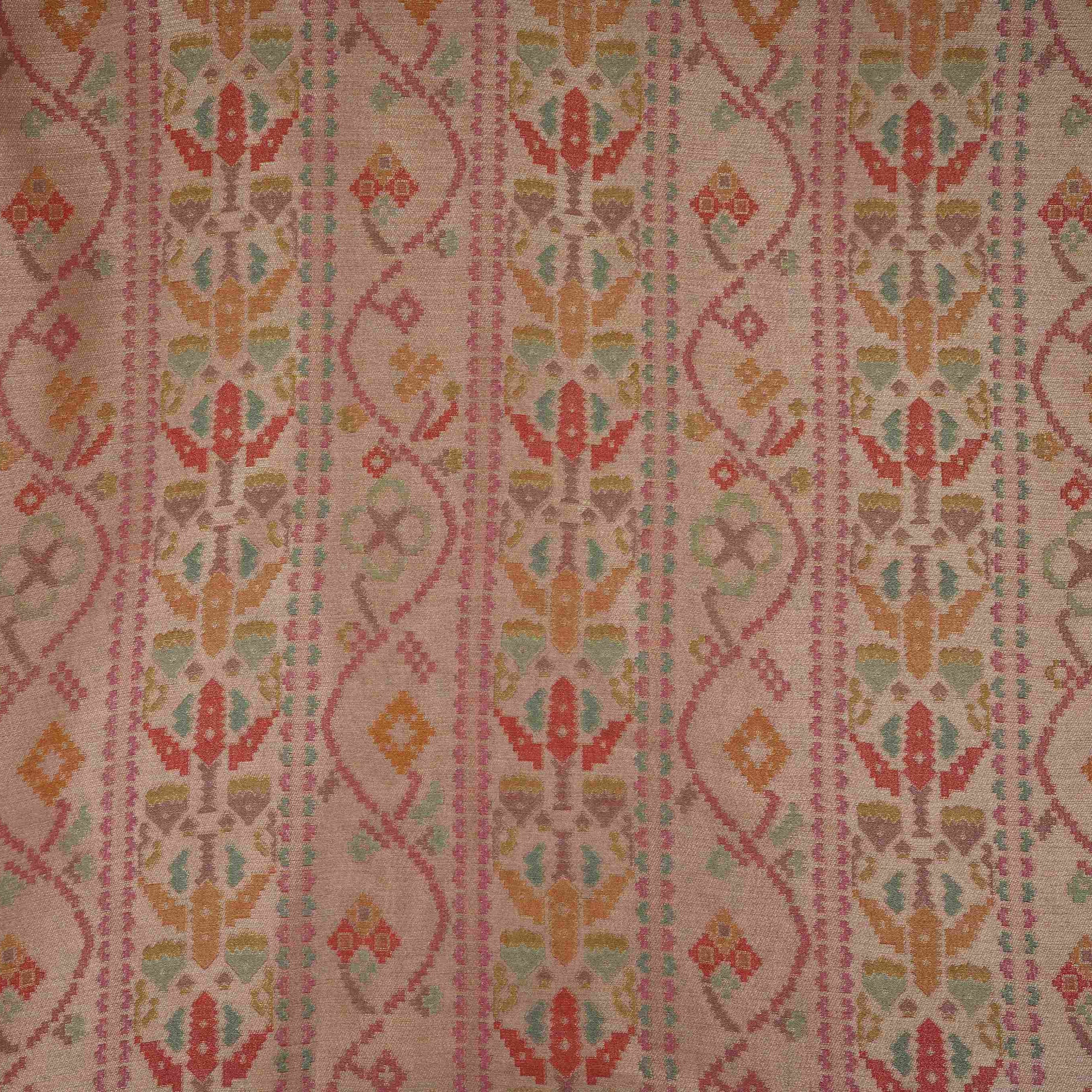 Blush Pink With Multicolor Geometrical Kanjivaram Silk Fabric MTI-32421 - TradeUNO