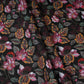 Black with Green Floral Print Cotton Mulmul Fabric PG-30467