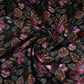 Black with Green Floral Print Cotton Mulmul Fabric PG-30467