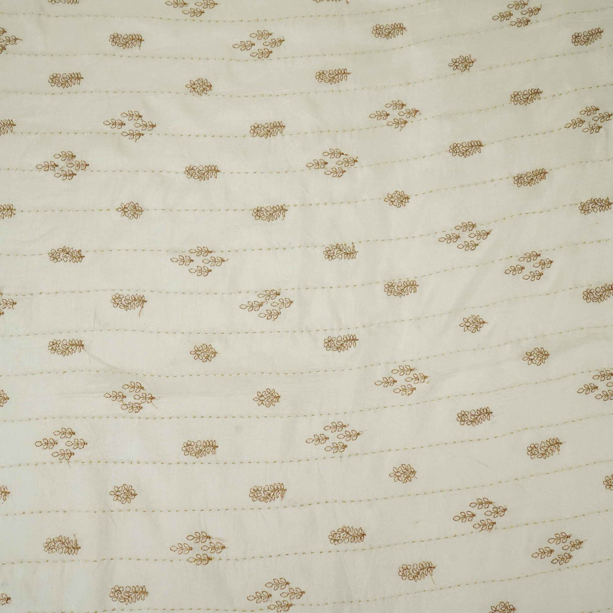 White Floral Buti Zari Embroidery Dyeable Silk Fabric AT-34352