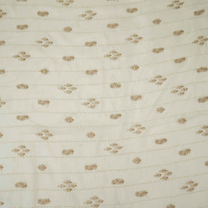 White Floral Buti Zari Embroidery Dyeable Silk Fabric AT-34352
