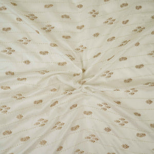 White Floral Buti Zari Embroidery Dyeable Silk Fabric AT-34352