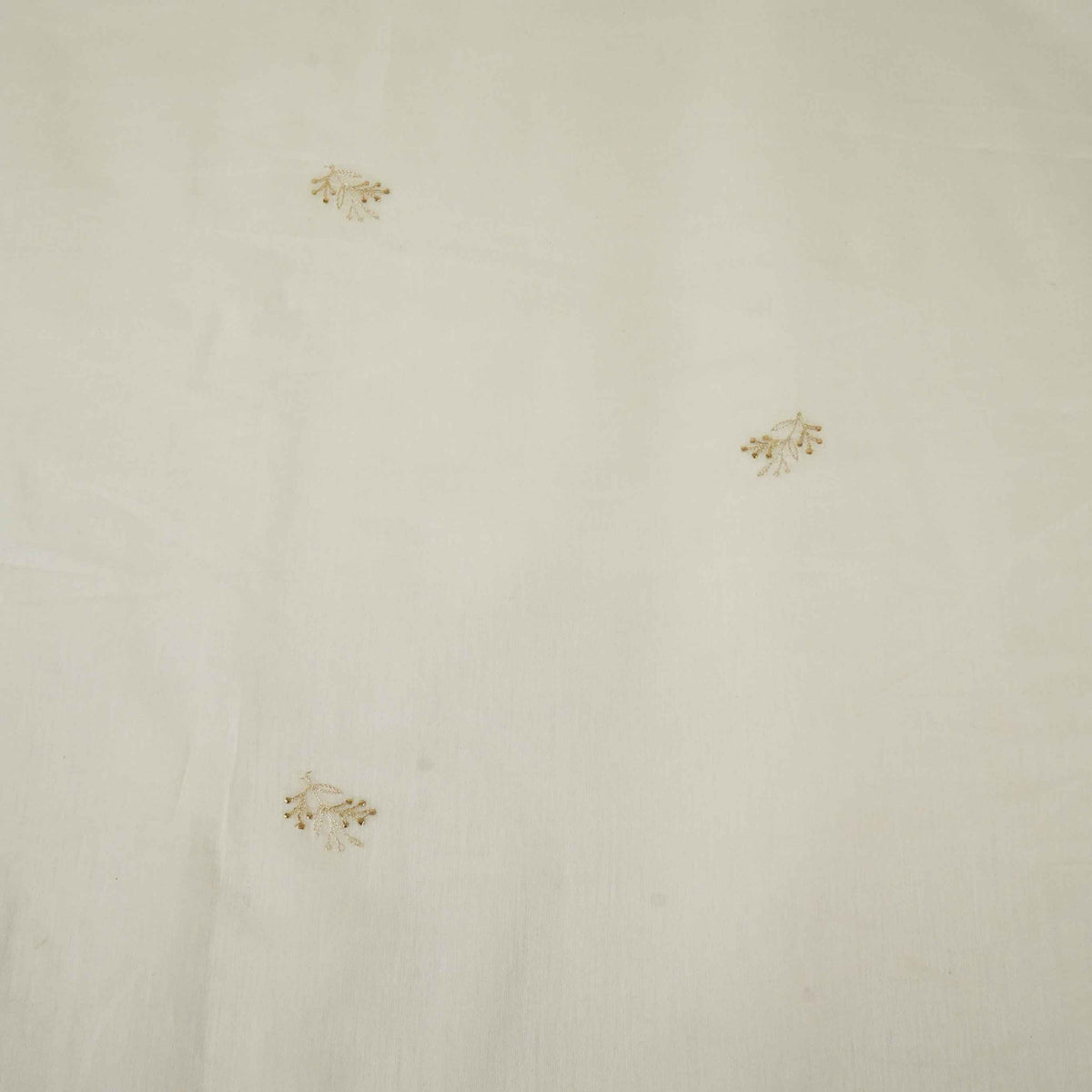 White Mukaish Work Buti Embroidery Dyeable Chanderi Fabric AT-34351