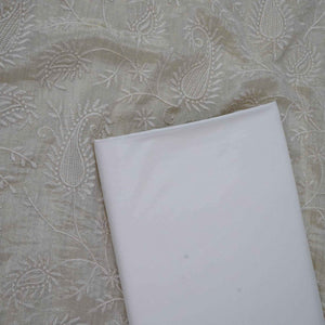 Golden Shimmer Paisley Jaal Embroidery Dyeable Tissue Fabric AT-34350