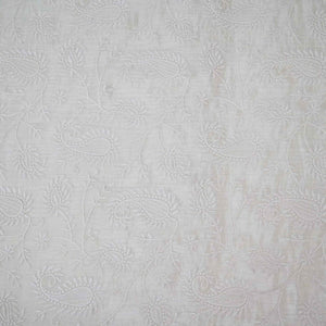 Golden Shimmer Paisley Jaal Embroidery Dyeable Tissue Fabric AT-34350
