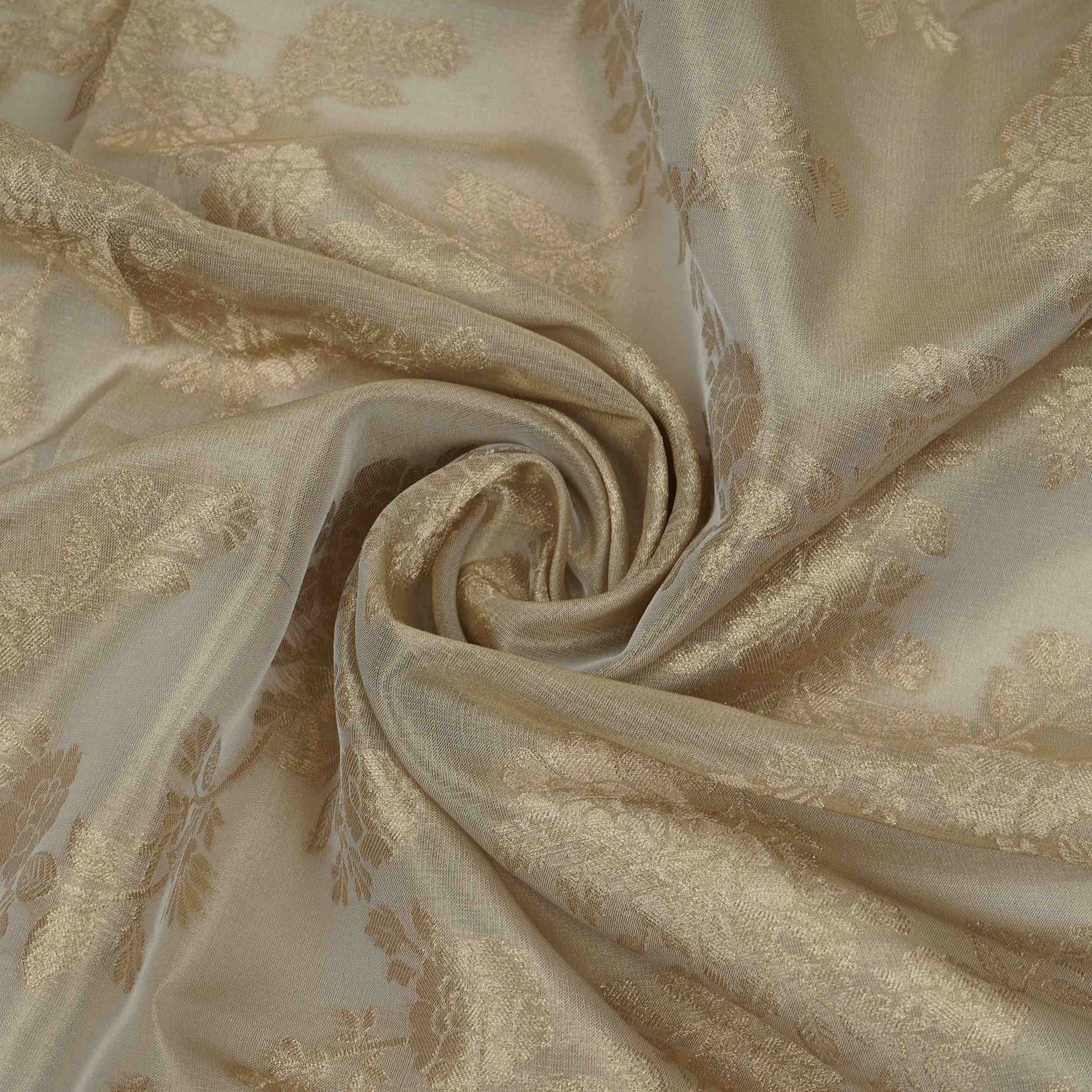 Golden Floral Jaal Kanjivaram Silk Fabric MTI-32418 - TradeUNO