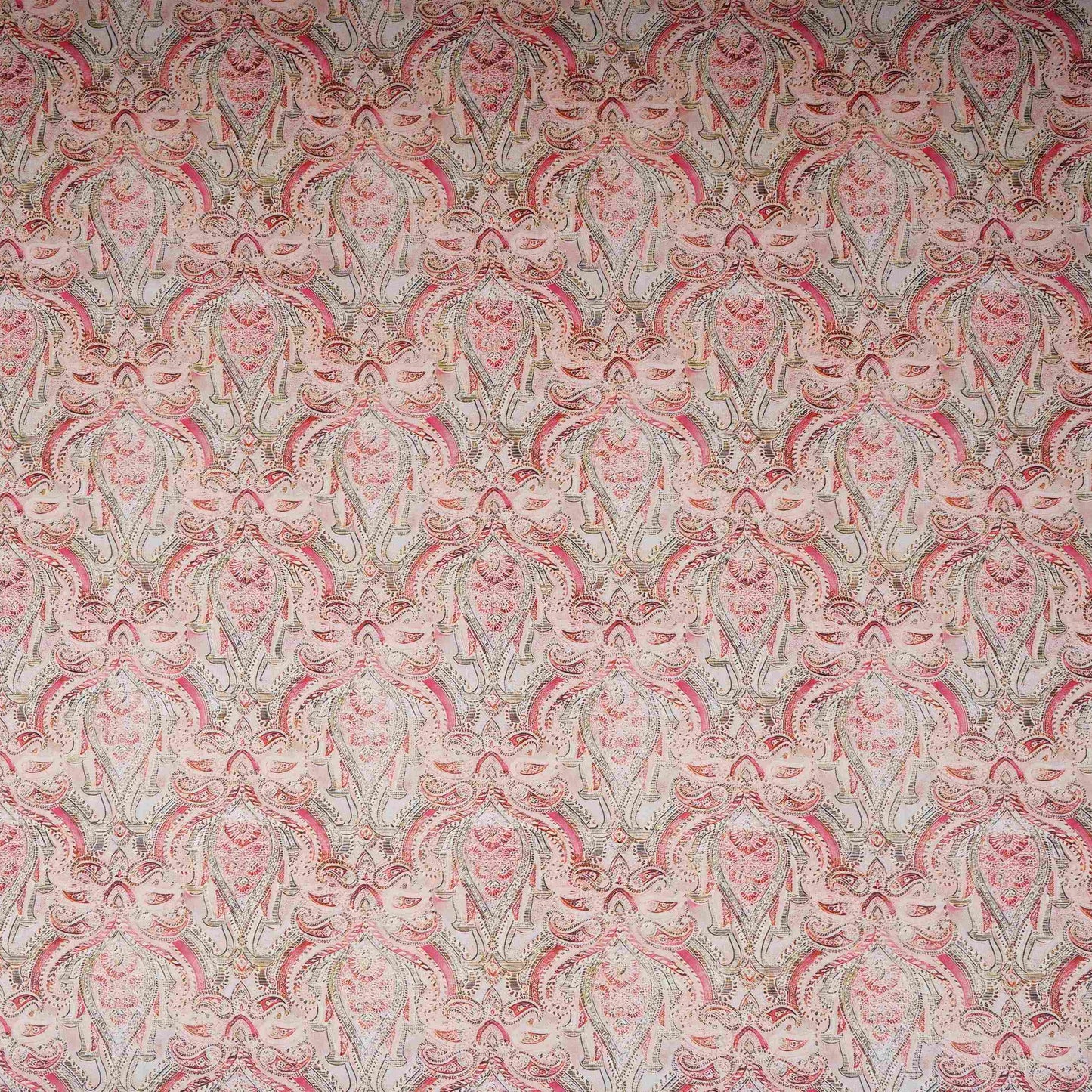 Pink Paisley Print Cotton Mulmul Fabric PG-30453 - TradeUNO