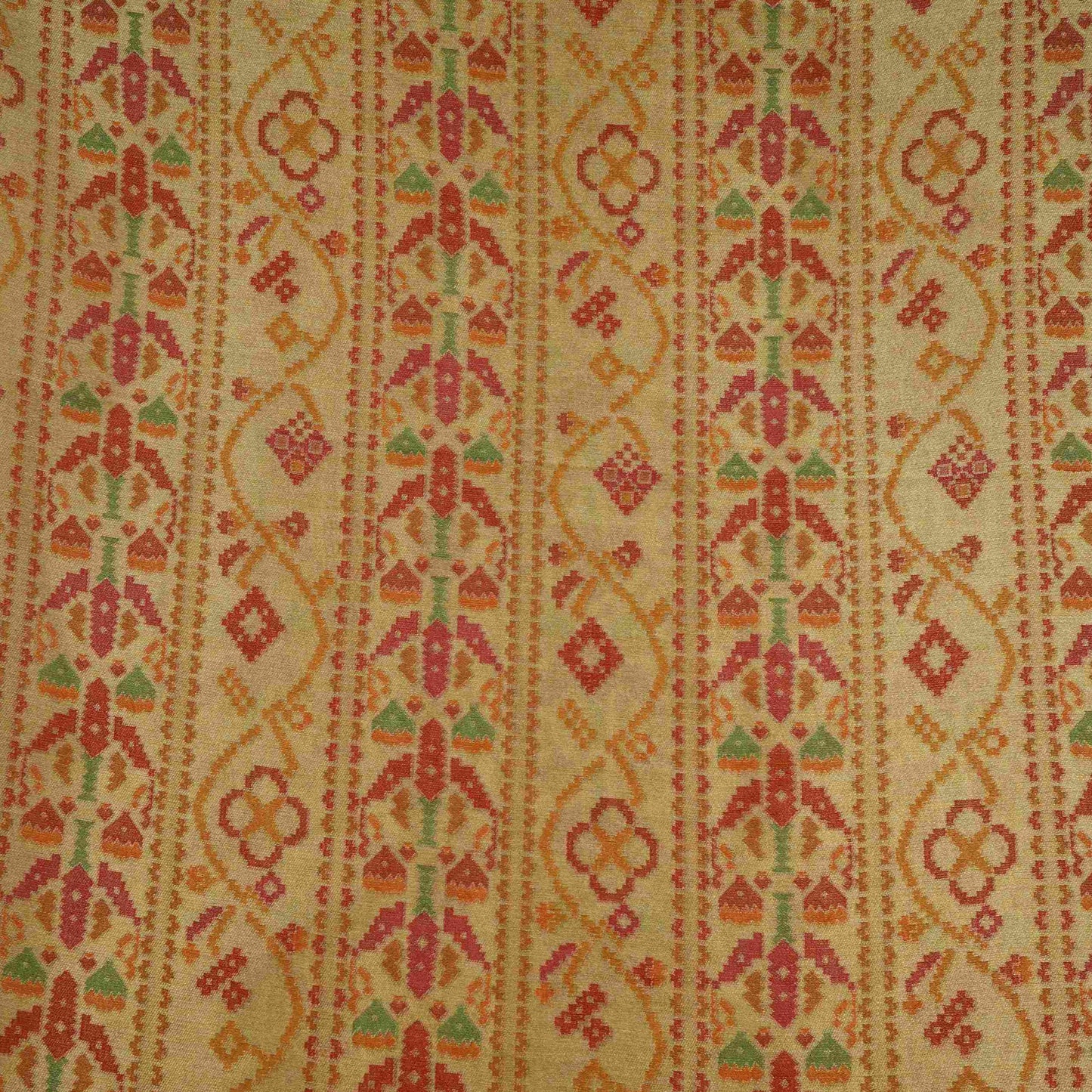 Cream With Multicolor Geometrical Kanjivaram Silk Fabric MTI-32419