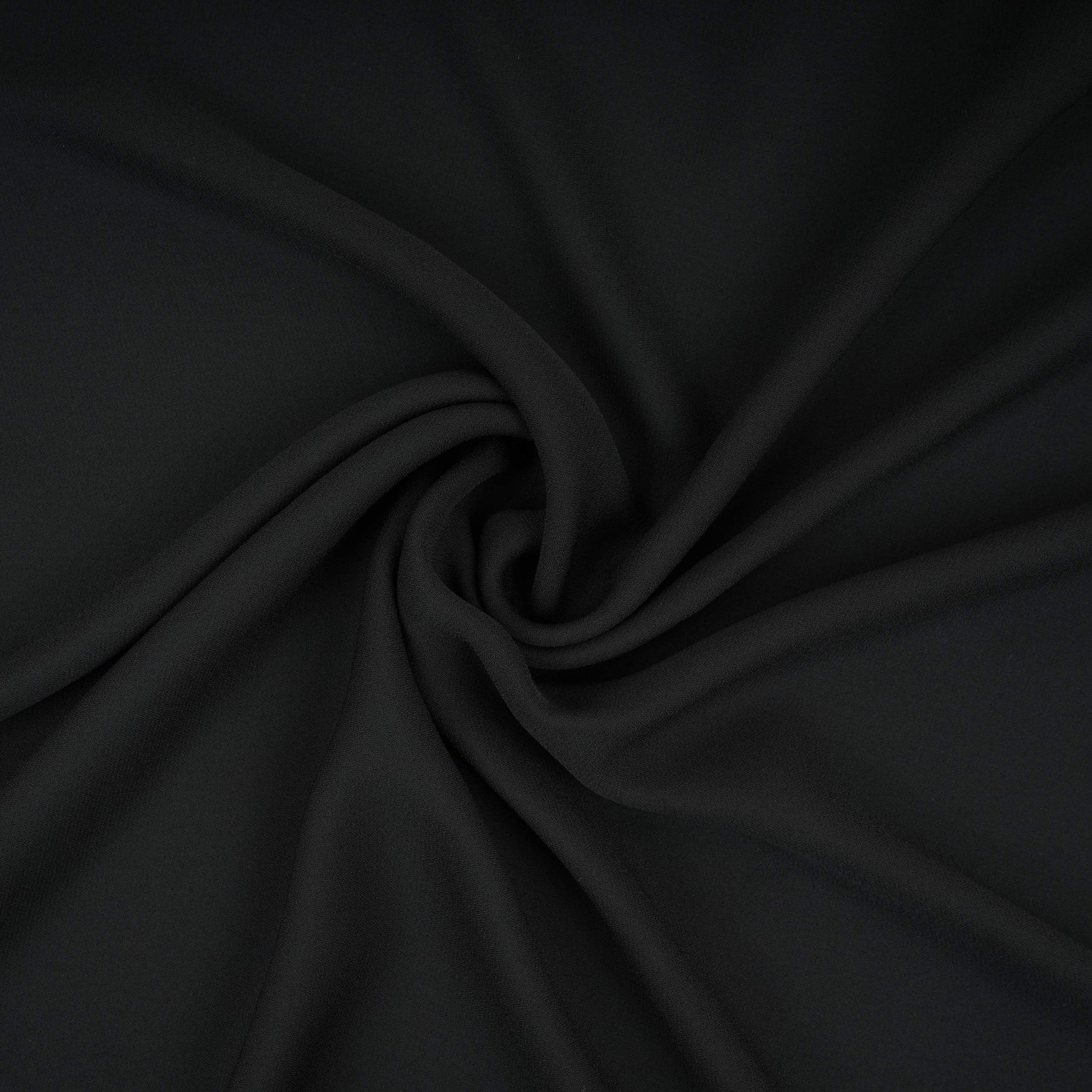 Black Solid Double Georgette Fabric LID-09 - TradeUNO