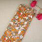 Rust Orange with White Floral Print Cotton Mulmul Fabric PG-30449