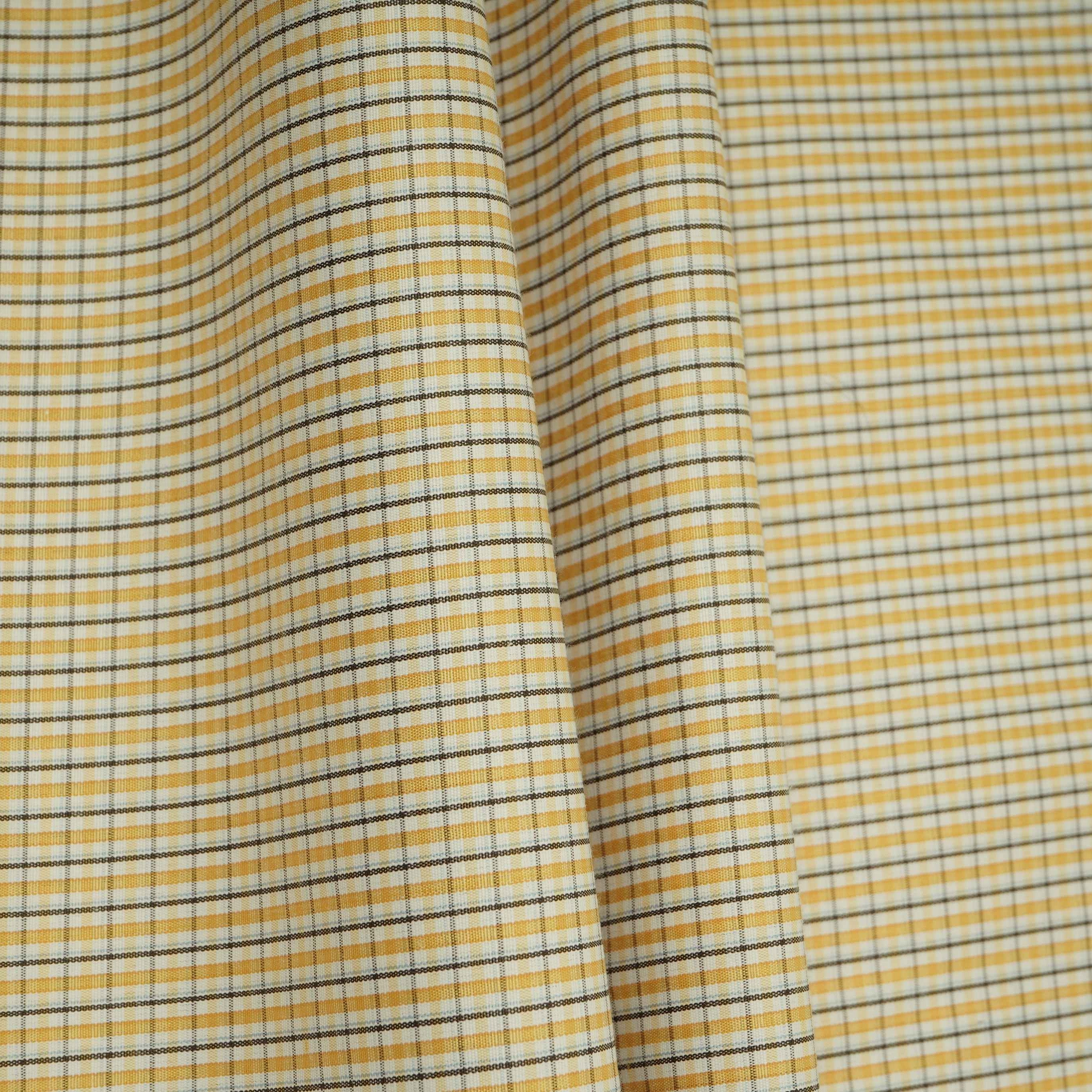 Yellow & Black Check Print Poplin Fabric MFM-32410 - TradeUNO