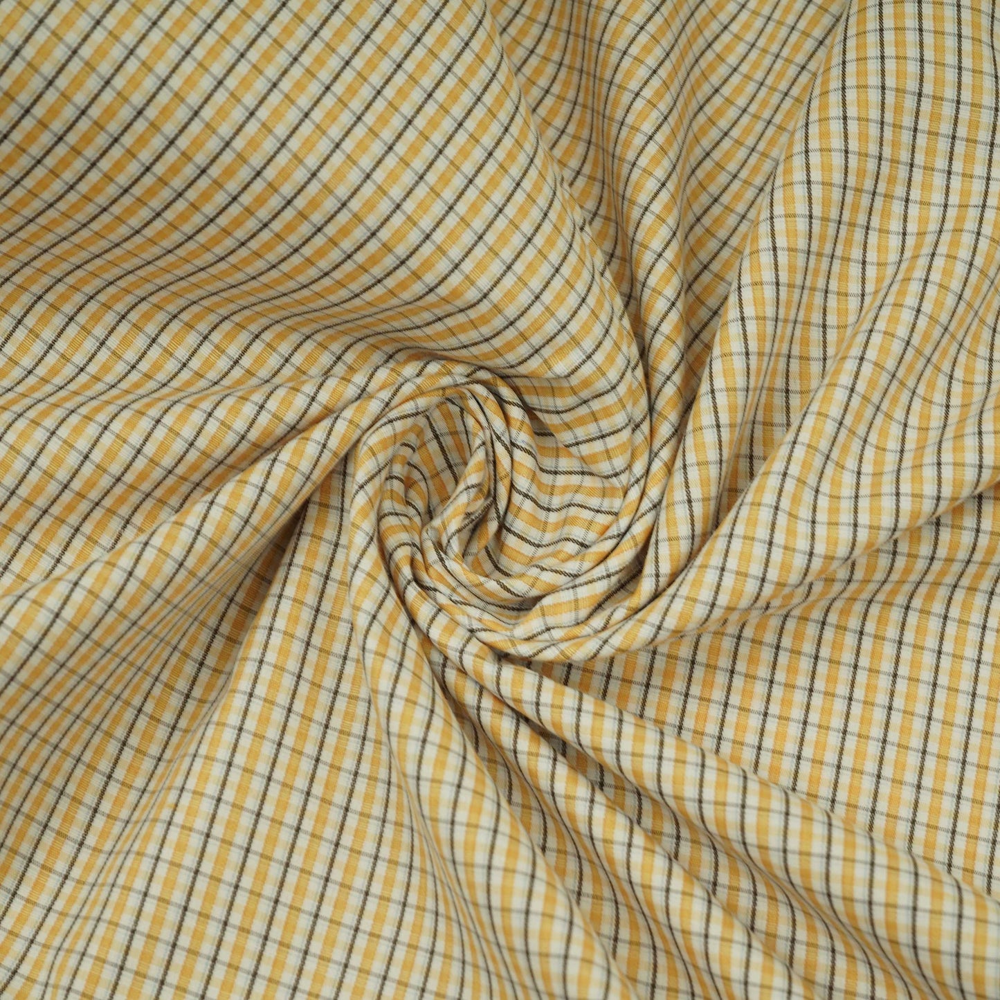 Yellow & Black Check Print Poplin Fabric MFM-32410