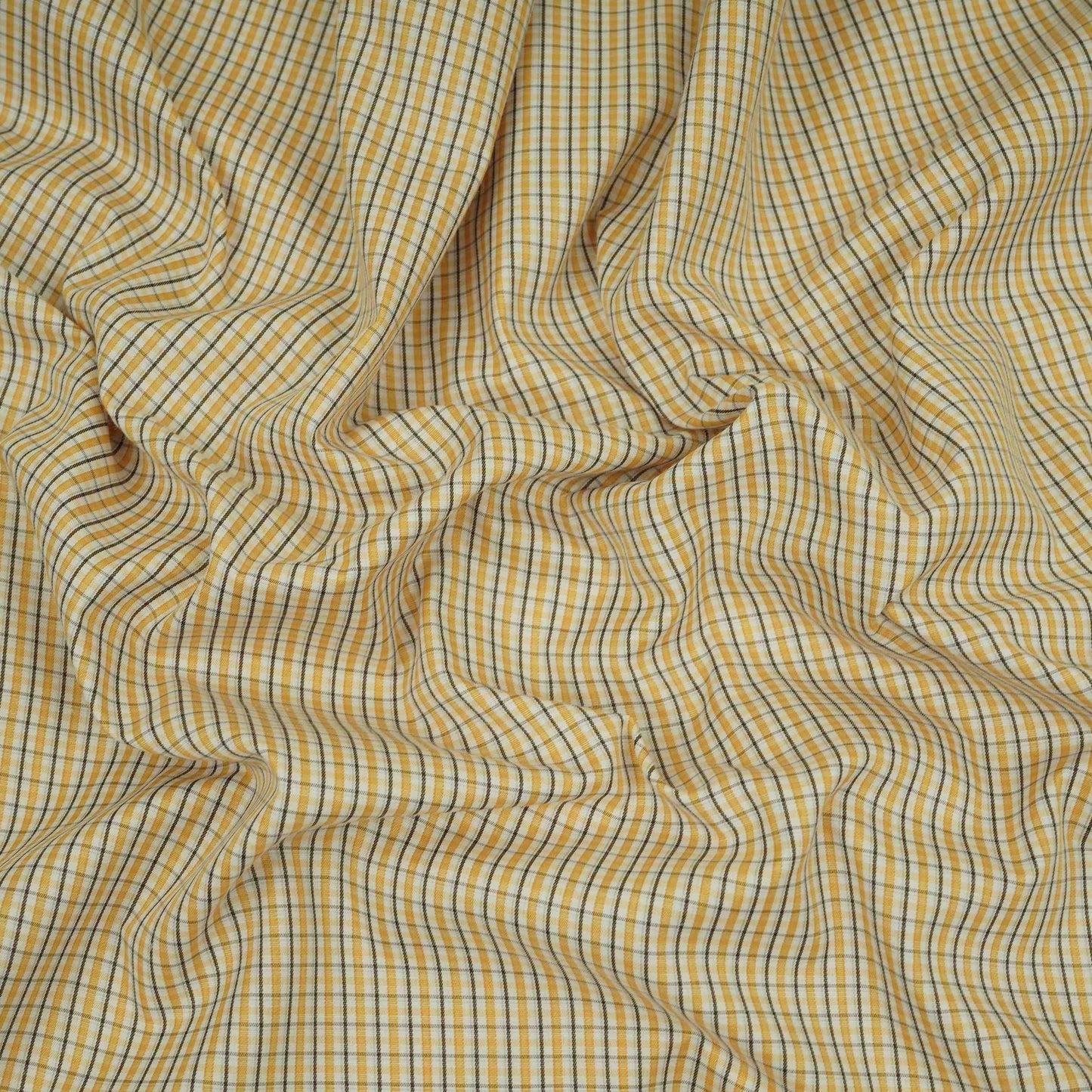 Yellow & Black Check Print Poplin Fabric MFM-32410