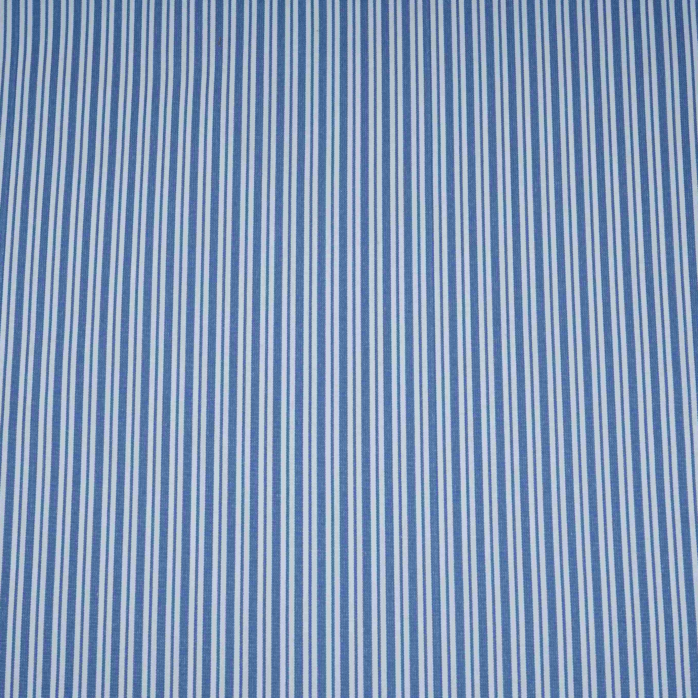 Blue With White Stripes Poplin Fabric MFM-32417 - TradeUNO