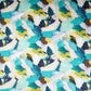 Teal Green & Yellow Abstract Print Cotton Mulmul Fabric PG-30466