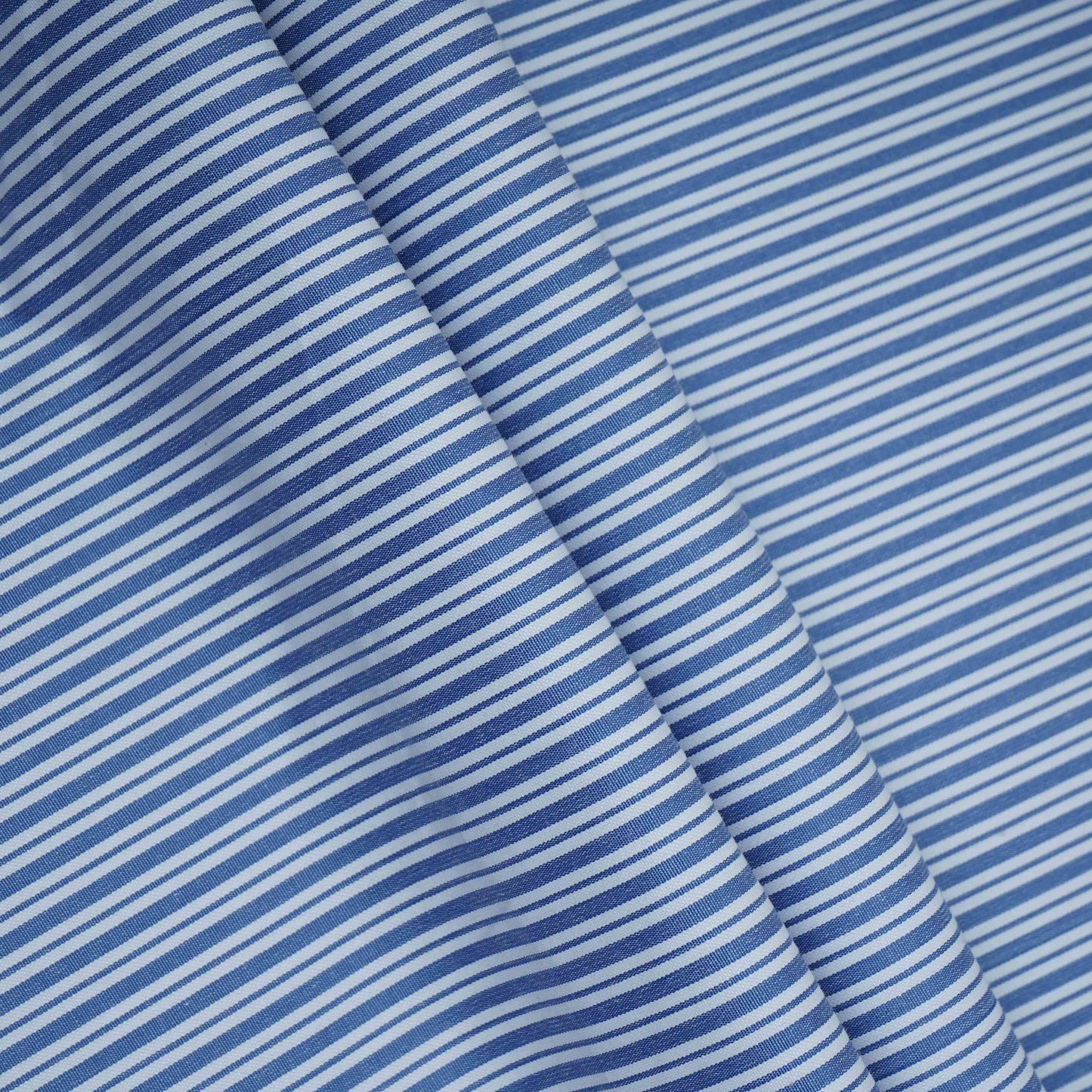 Blue With White Stripes Poplin Fabric MFM-32417