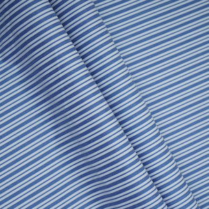 Blue With White Stripes Poplin Fabric MFM-32417 - TradeUNO