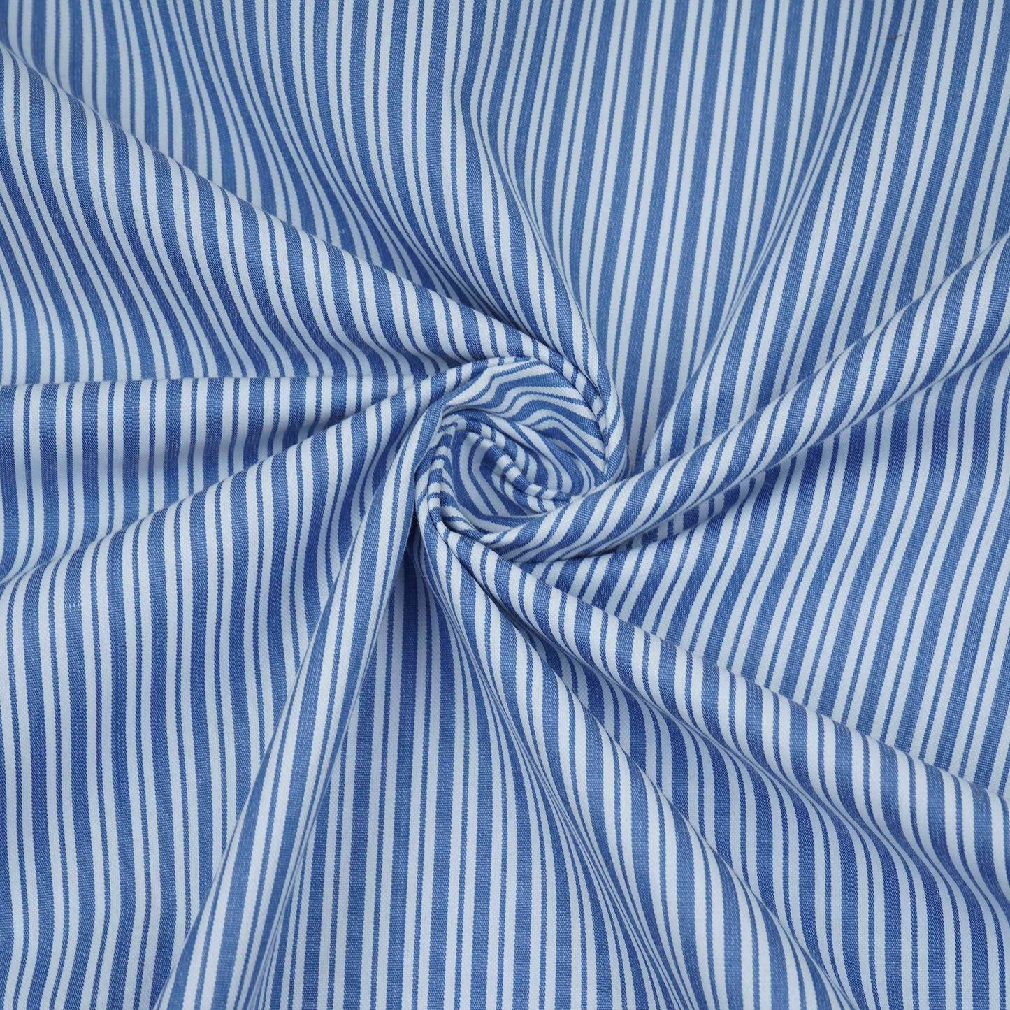 Blue With White Stripes Poplin Fabric MFM-32417